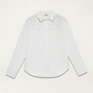 Oltre - Camicia con pietre crystal - Bianco