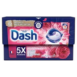 4x19 Pods Tout-en-1 Jasmin Et Rose de Mai, Lessive en Capsules Dash