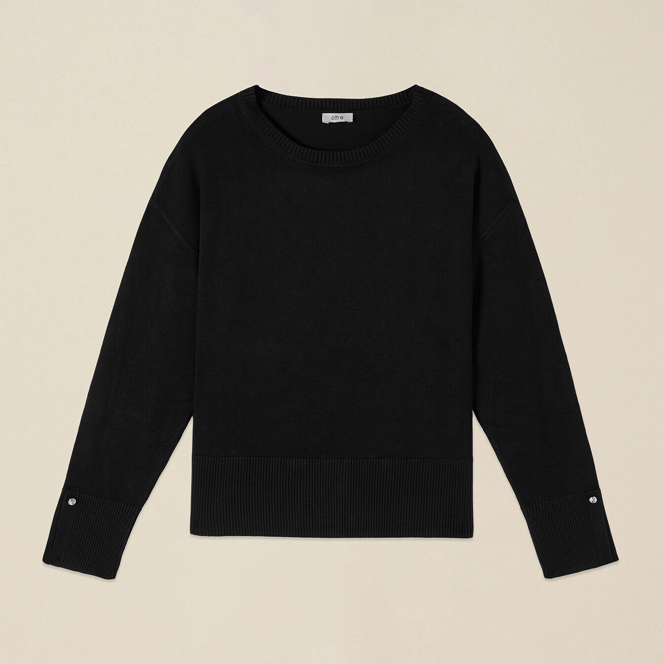 Oltre - Jersey mezcla viscosa con botones joya - Negro