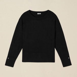 Oltre - Jersey mezcla viscosa con botones joya - Negro