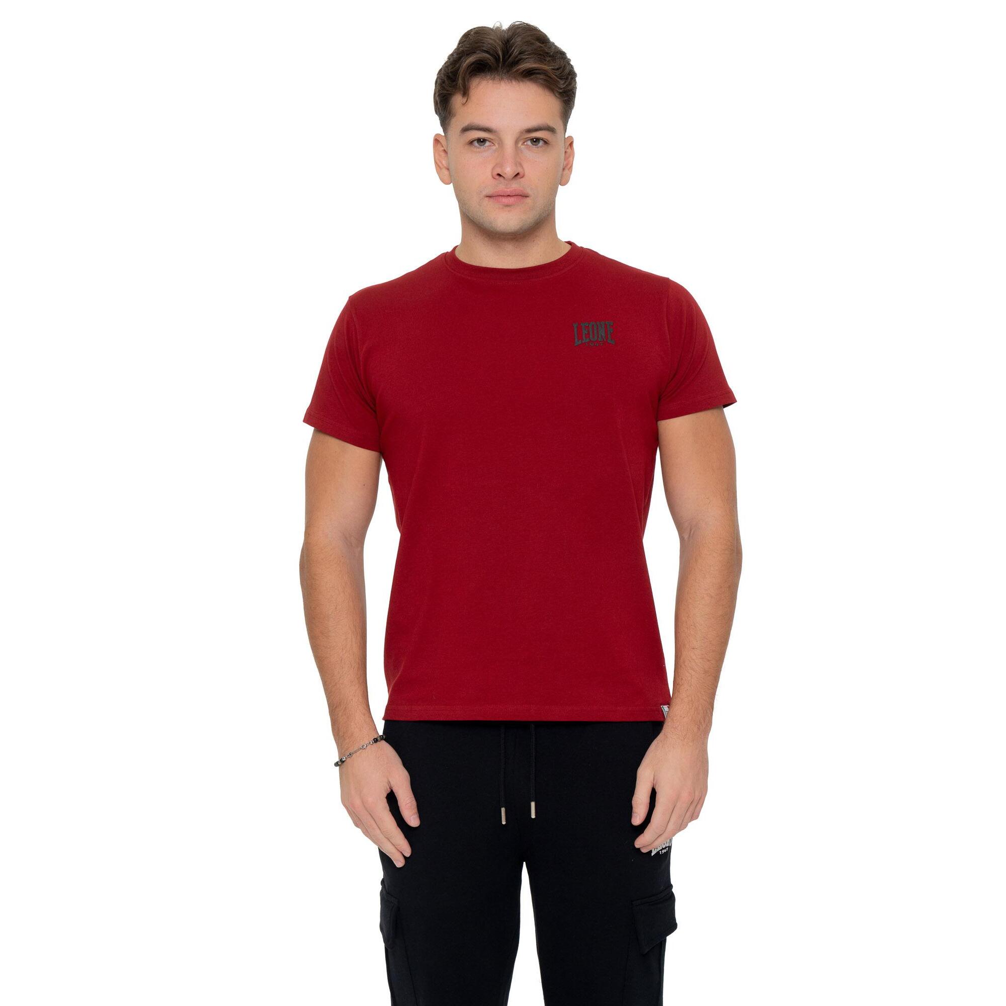 Camiseta de hombre de manga corta de algodón elástico con pequeño logo "Basic"