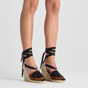 Alpargata embetada Curtis cuña de yute en ante con cintas