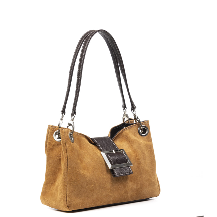 Aicurzio Borsa a spalla Donna. Pelle scamosciata autentica Dollaro