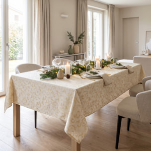 Tovaglia jacquard lurex in poliestere - PANNA/ORO