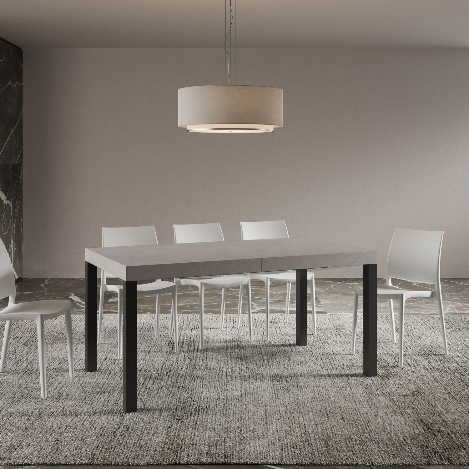 Tavolo allungabile 90x160/420 cm Everyday cashmere gambe antracite