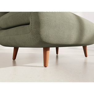 Lumi - Banquette convertible clic-clac 1 place en velours côtelé - Vert