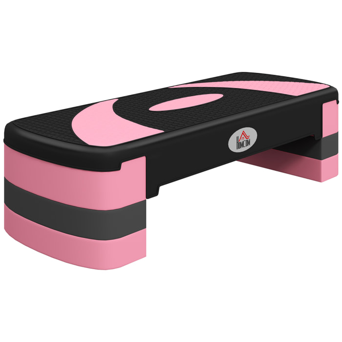 Step de Aeróbic Step para Fitness Antideslizante con Altura Regulable 3 Niveles de 80x31x10/15/20 cm Tabla Plataforma Stepper para Deporte y Ejercicio en Casa Gimnasia Carga 150 kg Rosa
