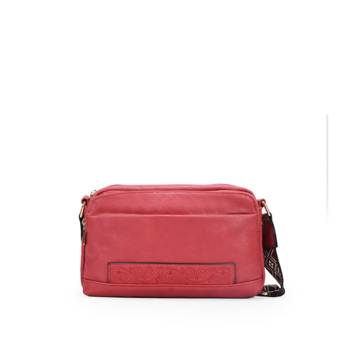 Bolso bandolera rojo con asa étnica