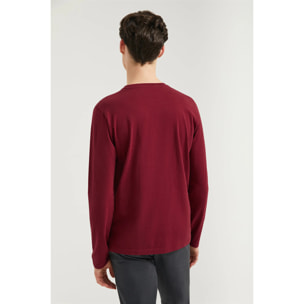 Maglietta basic granata a maniche lunghe con logo Rigby Go