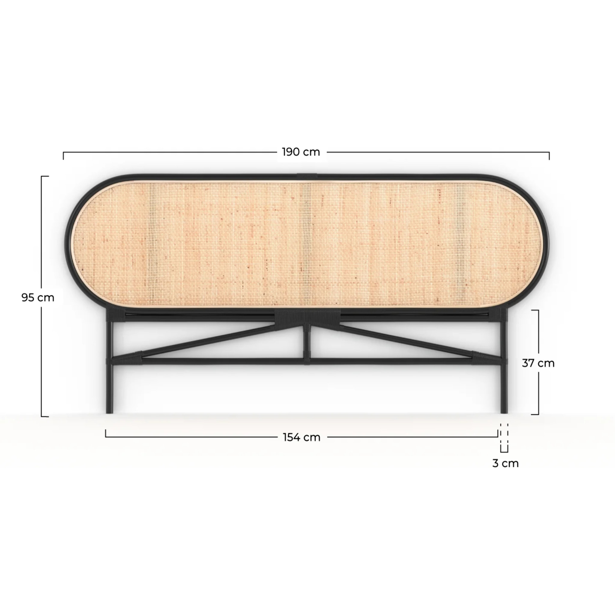 Tête de lit en rotin naturel et noir 160 cm - Navahino
