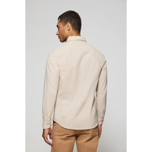 Camicia beige Williams pied de poule con logo Rigby Go ricamato