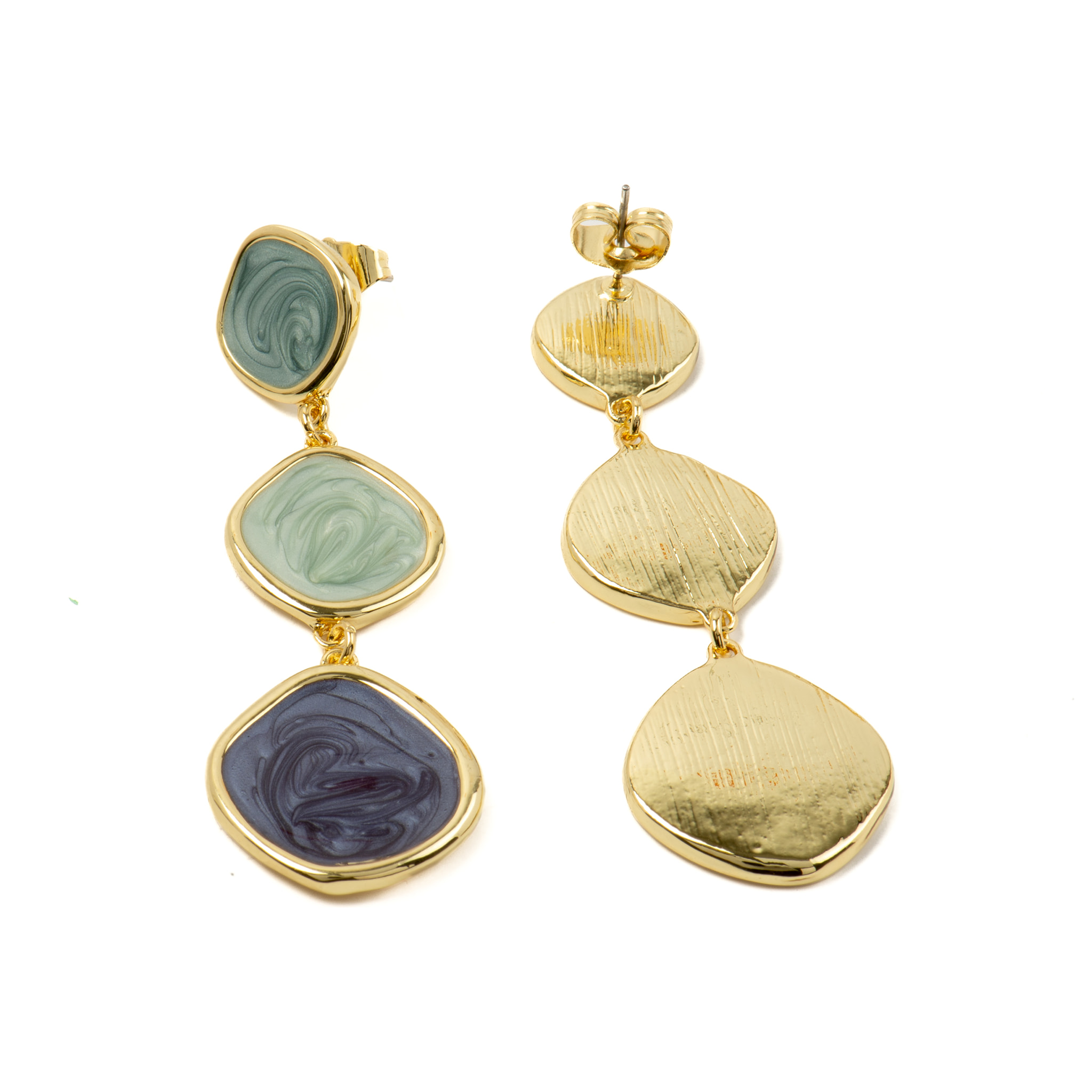 Pendientes con Lacado Azul acabado oro 18k