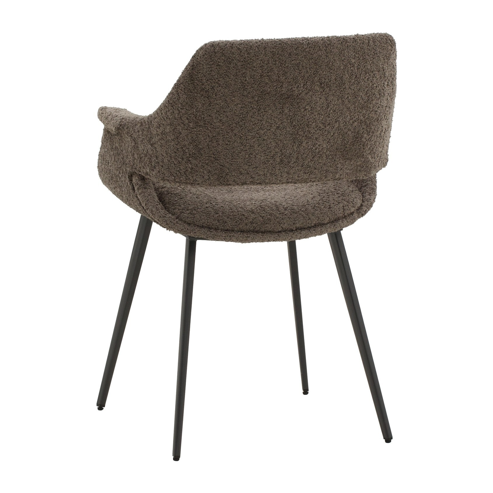 Set di 2 sedie EMBAJADORES in tessuto tortora effetto bouclé e gambe in metallo nero, con braccioli