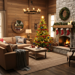 Rockfeller - Albero di Natale Tradizionale con 1300 Luci LED in PE e PVC Ø183x240H cm, 3384 Punte