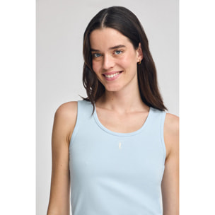 Camiseta azul claro de tirantes con bordado Rigby Go