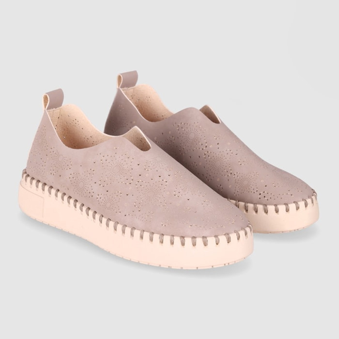 Zapatos de Piel Sintética - Taupe - Tacón: 4 cm