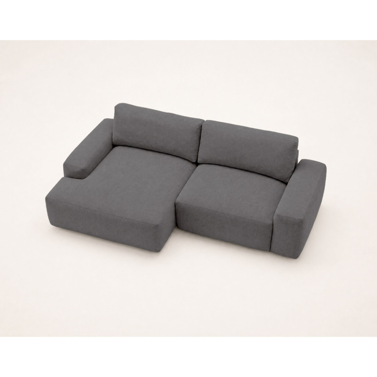 Tama - Canapé d'angle gauche 4 places convertible avec coffre en tissu - Gris