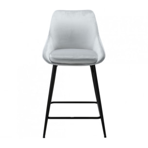 Tabouret de bar en velours avec piètement métal noir - MONDO