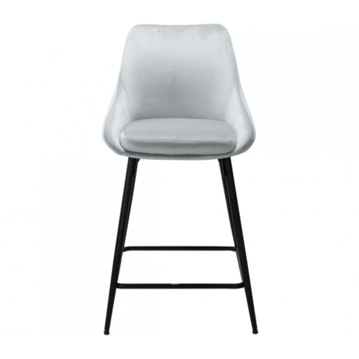 Tabouret de bar en velours avec piètement métal noir - MONDO