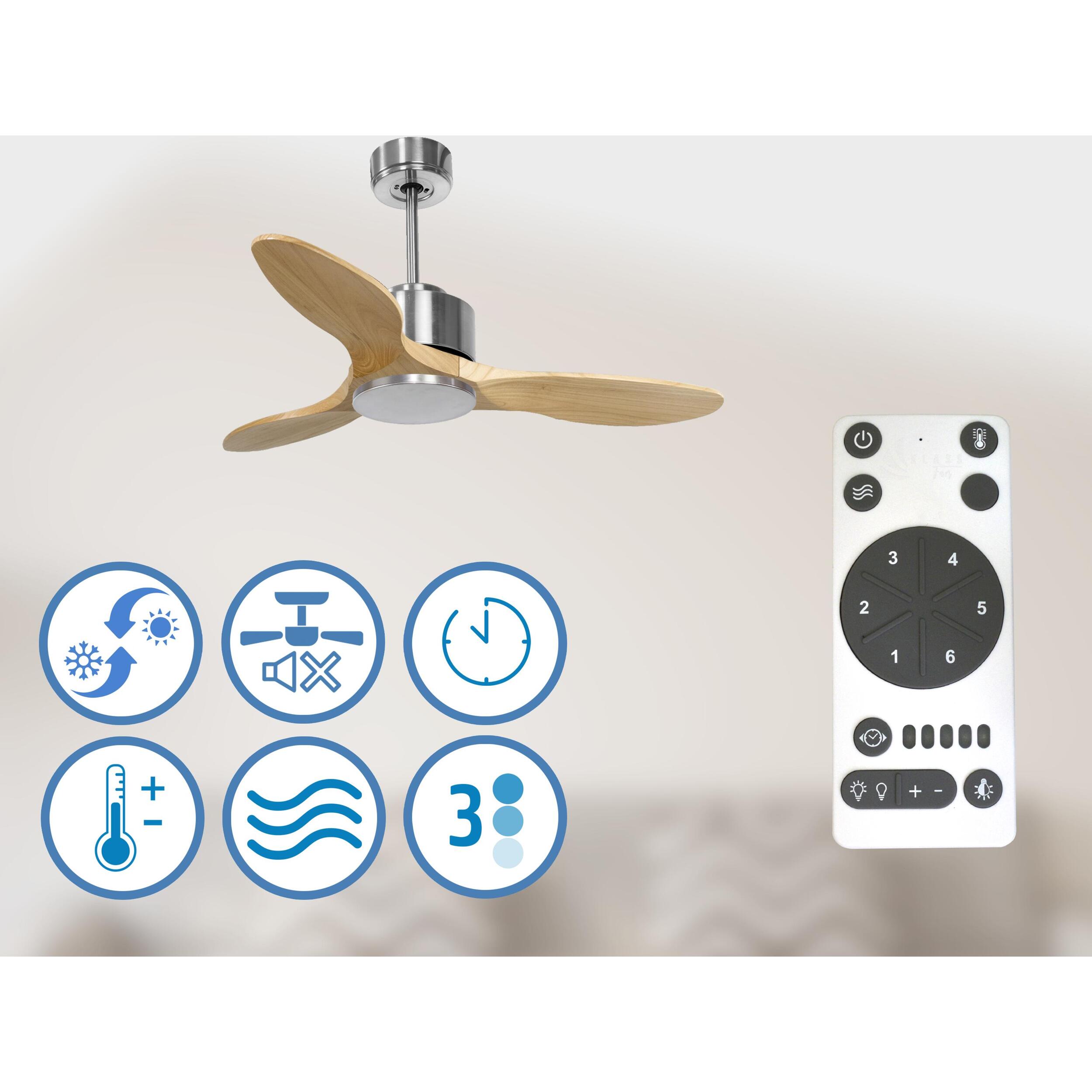 Ventilateur de plafond ø106 cm avec Wifi Réversible Hypersilence 40   W argent