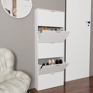 Scarpiera Portascarpe 5 Ante In Legno Da Ingresso Salvaspazio A Ribalta Soggiorno Camera Ufficio Design Ultra Slim Moderno 180 x 70 x 16 Cm Bianco