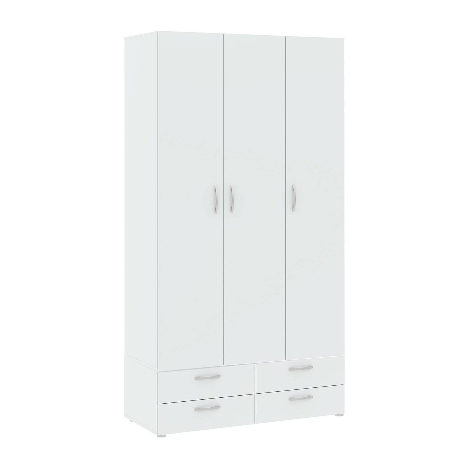Guardaroba 3 ante Randazzo, Mobile camera da letto, Cabina armadio portabiti, Armadio appendiabiti, 111x52 h214 cm, Bianco
