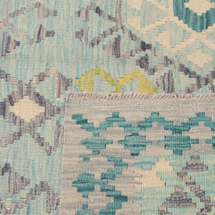 Tapis kilim géométrique, tissé plat en laine, MEMEDA