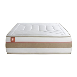 Matelas Ressorts ensachés et mémoire de forme - Confort équilibré et accueil enveloppant - 28 d'épaisseur, 7 zones de confort - Soutien point par point - 1 place