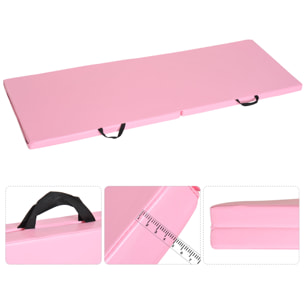 Tapis de gymnastique yoga pilates fitness pliable portable grand confort 180L x 60l x 5H cm revêtement synthétique rose