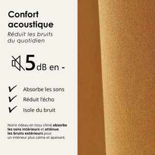 Rideau 100% occultant thermique phonique chiné - Jaune Ocre