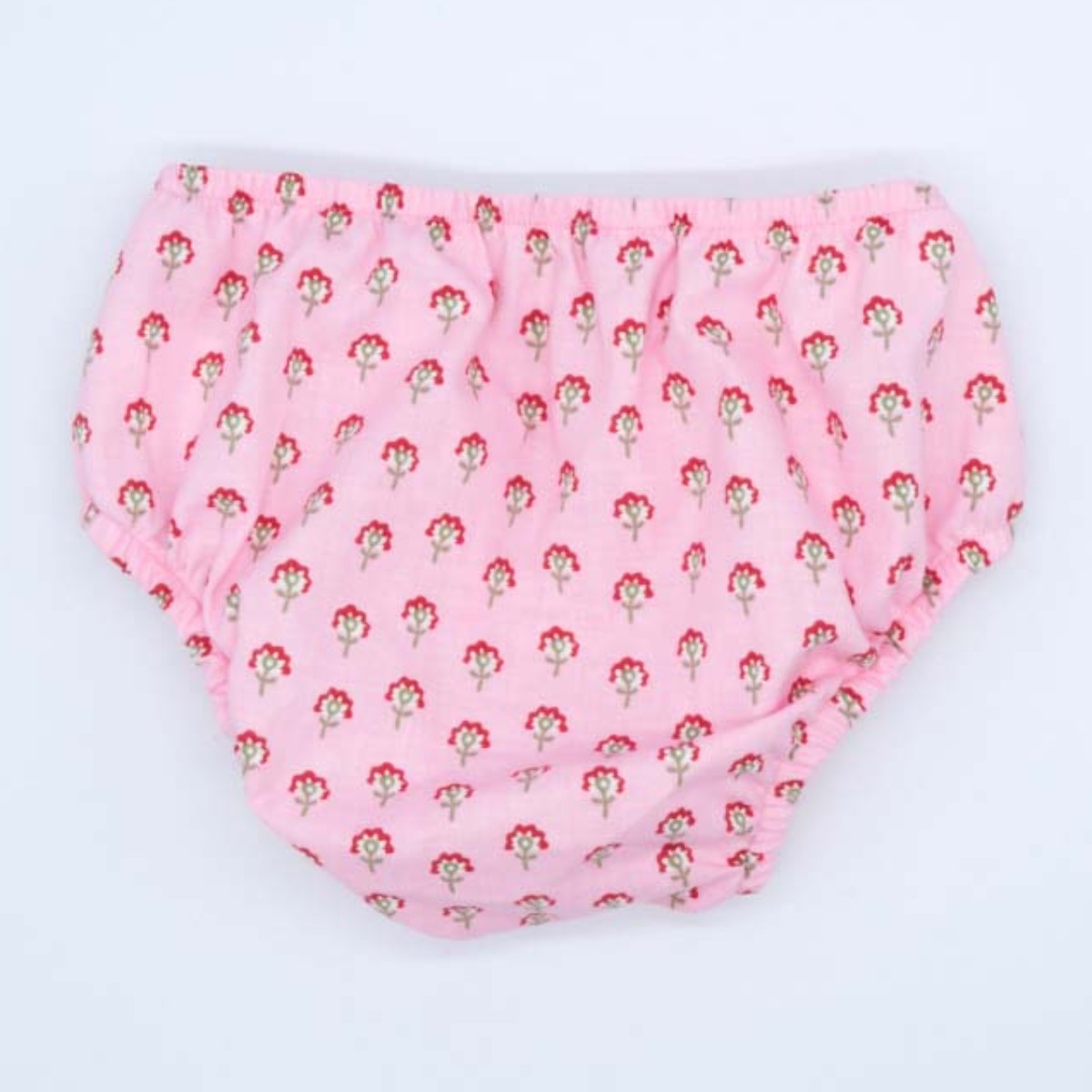 CUBREPAÑAL ROSA CON FLORES ROJAS