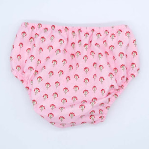 CUBREPAÑAL ROSA CON FLORES ROJAS