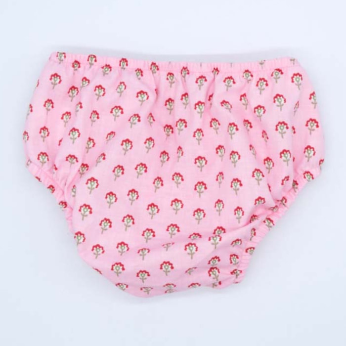 CUBREPAÑAL ROSA CON FLORES ROJAS