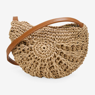 Bolso bandolera de rafia tostado