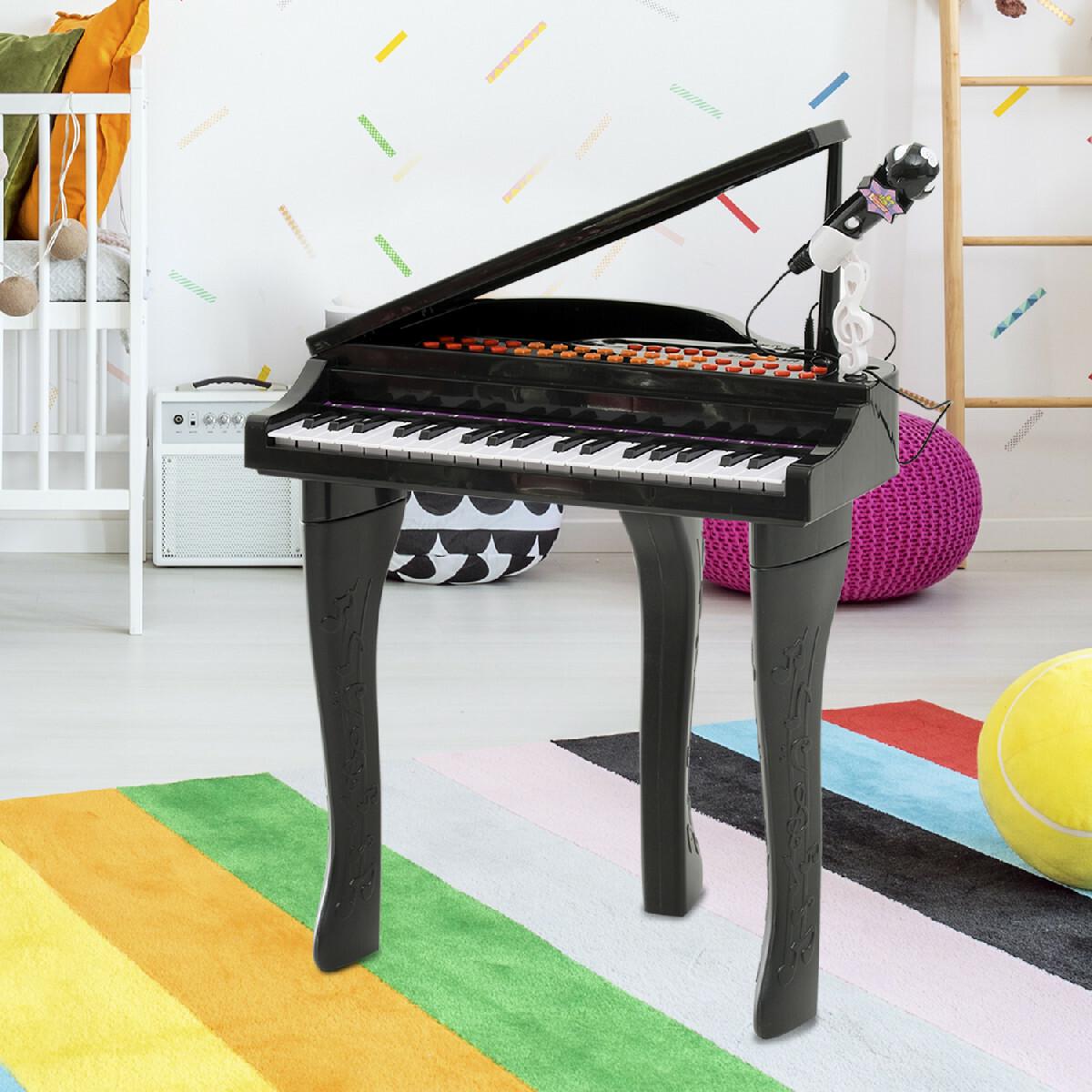 Piano à queue électronique 37 touches multifonctions avec micro haut parleur noir