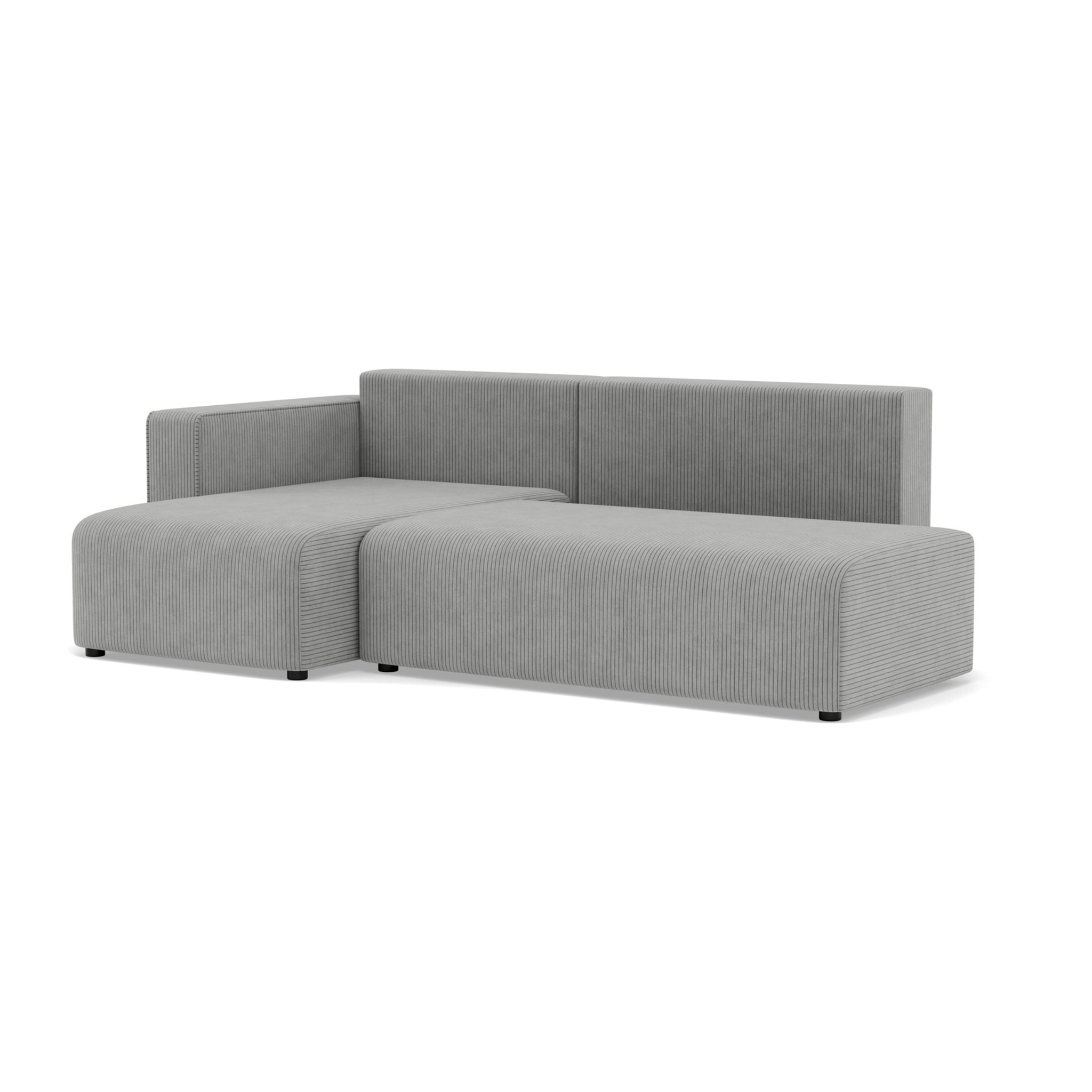 Topaze - canapé d'angle gauche 4 places convertible avec coffre sans accoudoir en velours côtelé - Gris clair
