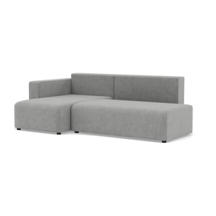 Topaze - canapé d'angle gauche 4 places convertible avec coffre sans accoudoir en velours côtelé - Gris clair