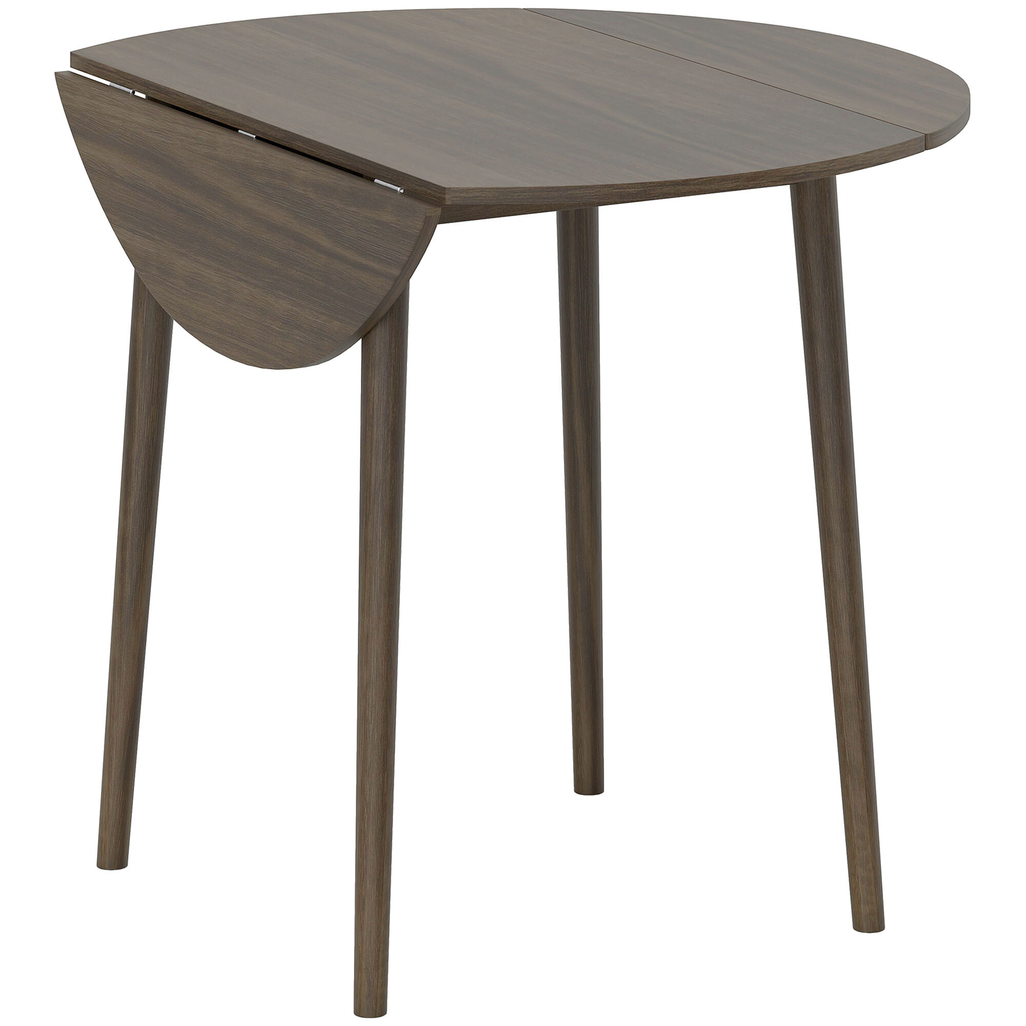 Table ronde de salle à manger cuisine pliable 2 abattants Ø 89 cm bois de pin gris