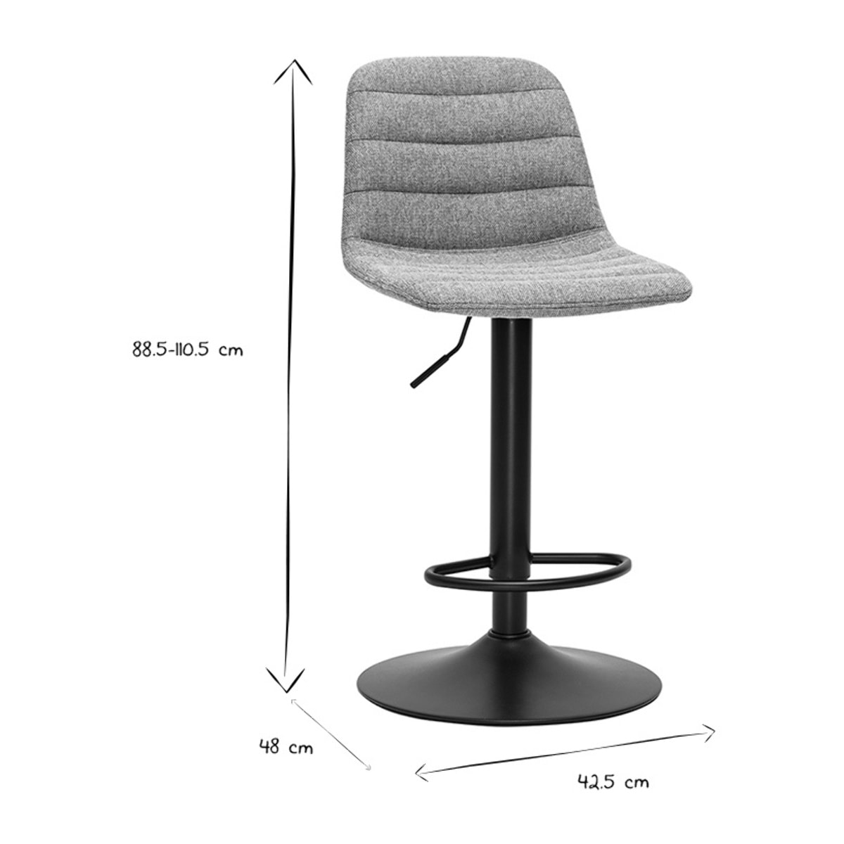 Tabourets de bar réglables pivotants 360° en tissu effet velours texturé céladon et métal (lot de 2) SAURY