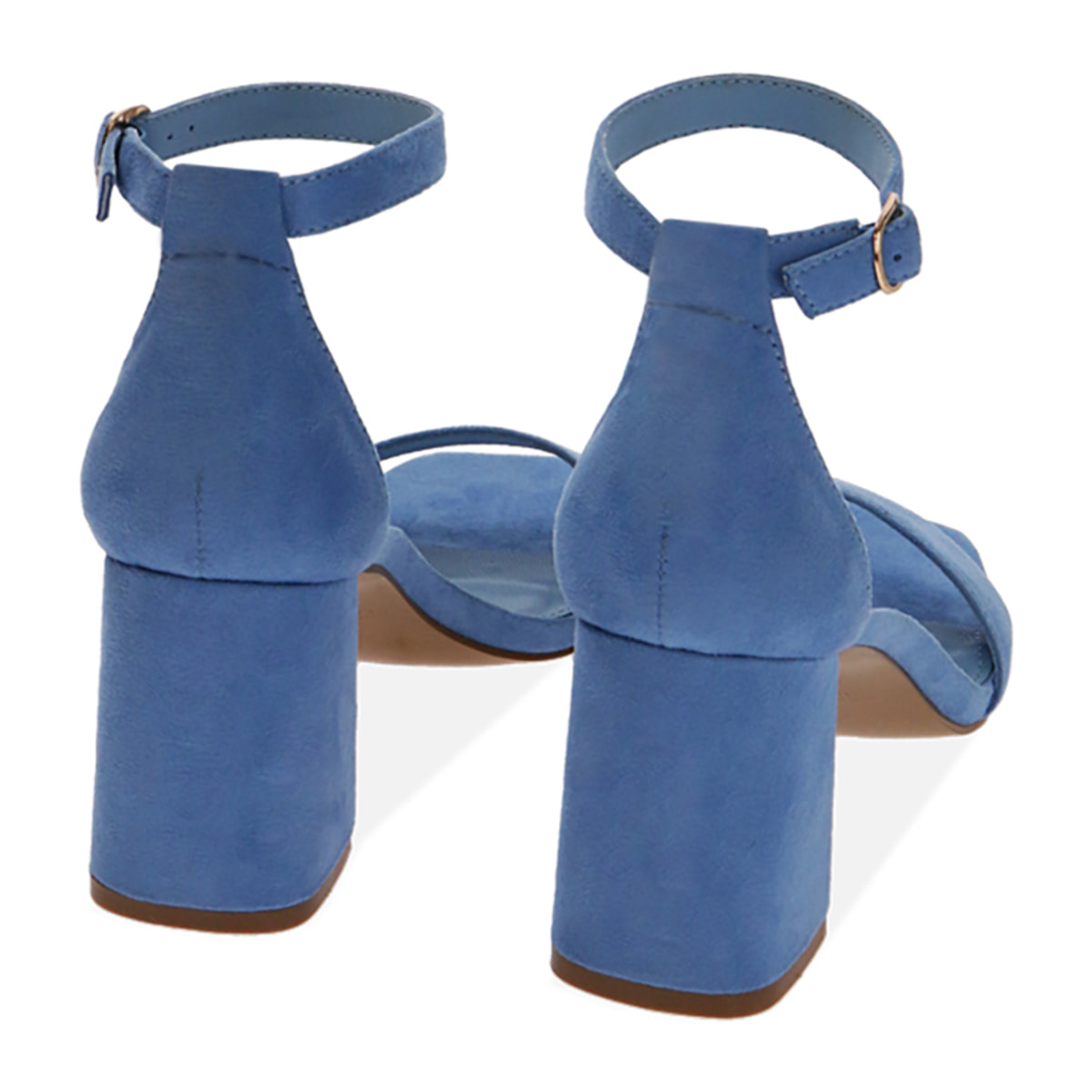 Sandalias de microfibra azul claro, tacón de 7,5 cm