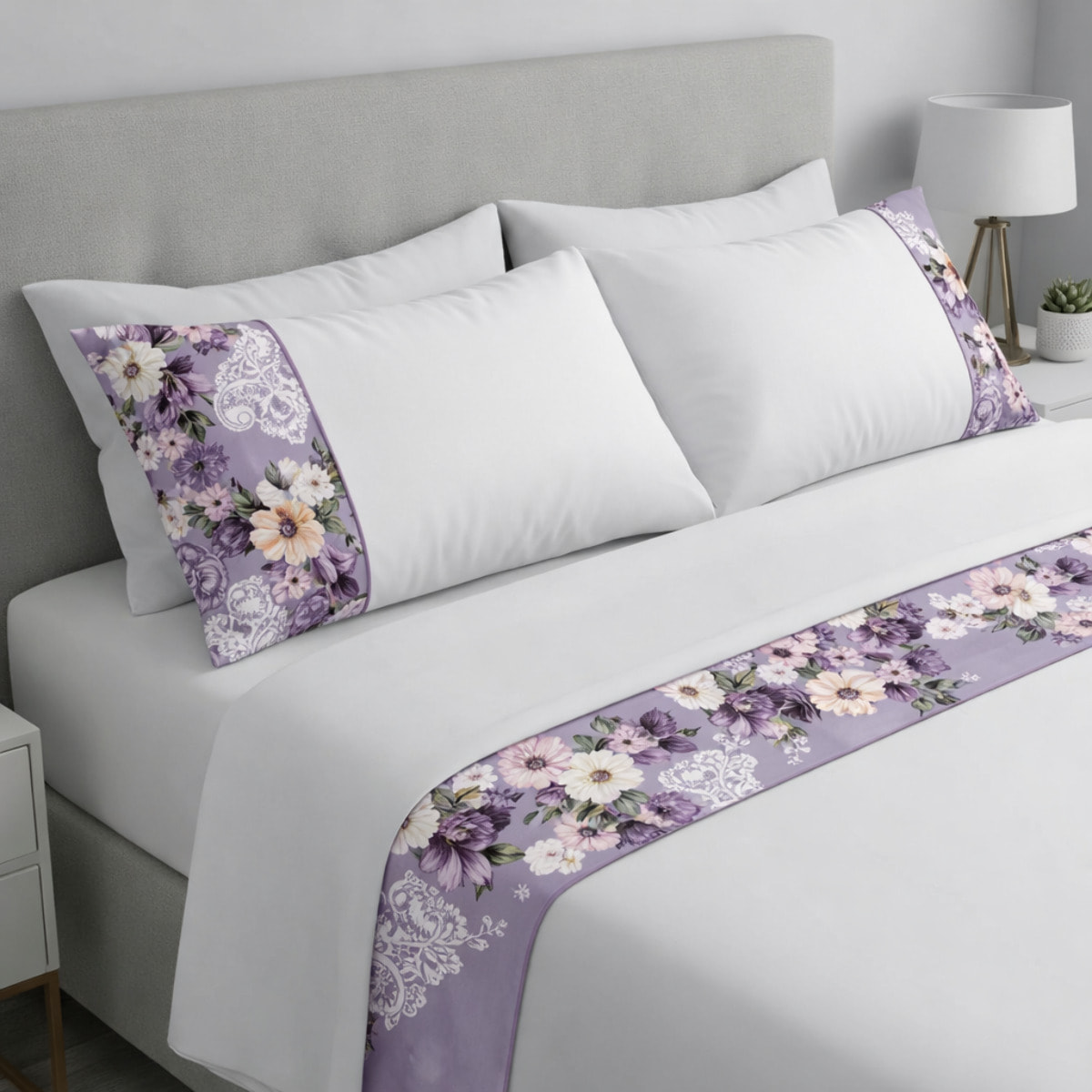 Completo letto Armonie IPERSAN Puro Cotone Ramage Bianco