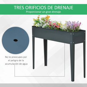 Jardinera Elevada Rectangular con 3 Orificios de Drenaje para Planta Flores Gris