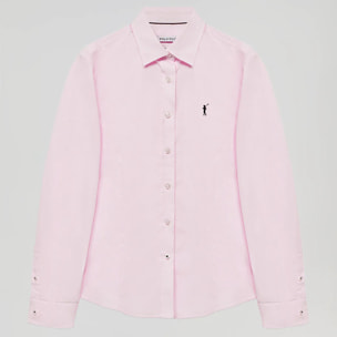 Camicia in popeline Slim Fit rosa con ricamo Rigby Go