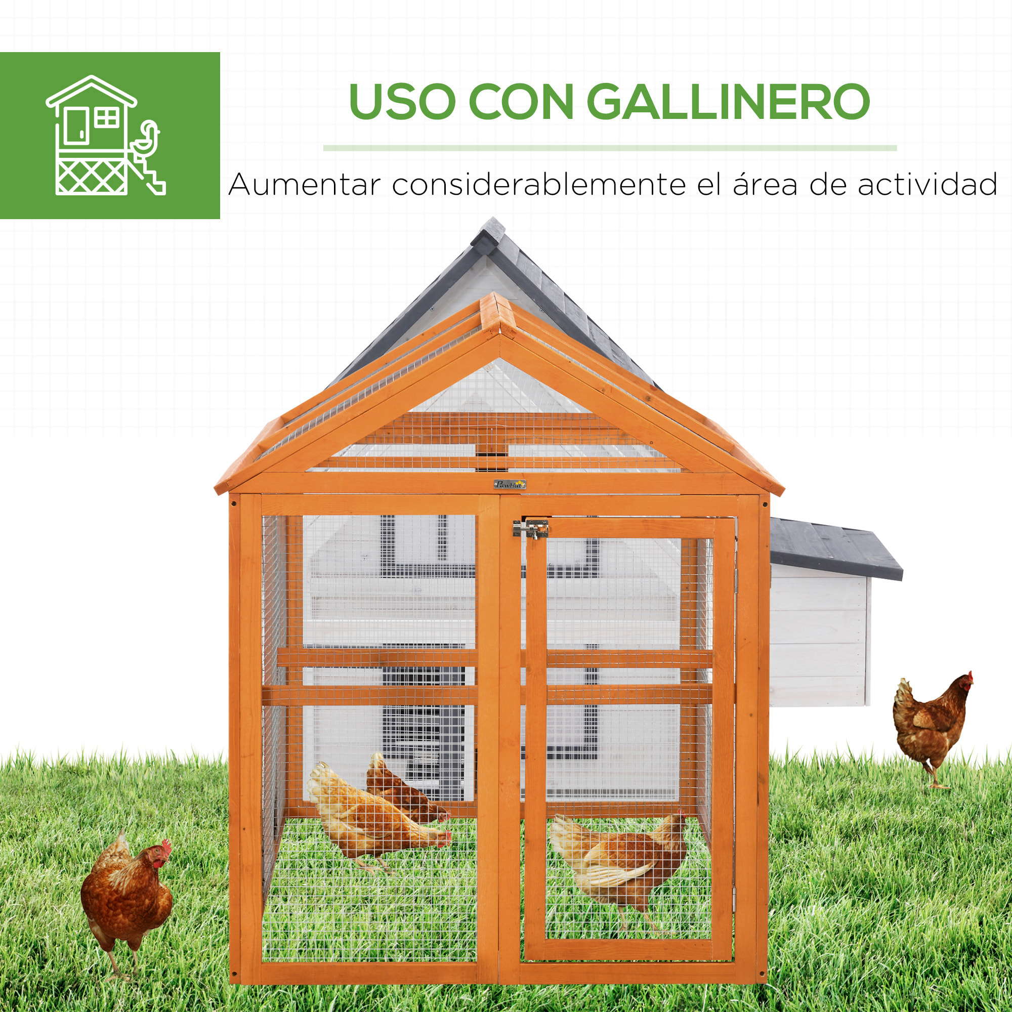 Gallinero para Exterior 140x88,5x106 cm Gallinero para 1-3 Gallinas con 3 Perchas Marco de Madera y 2 Puertas con Cierre para Patio Madera Natural