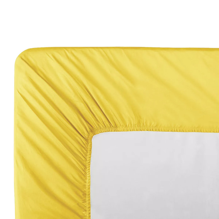 Drap housse b30 percale de coton uni jaune La percale mimosa