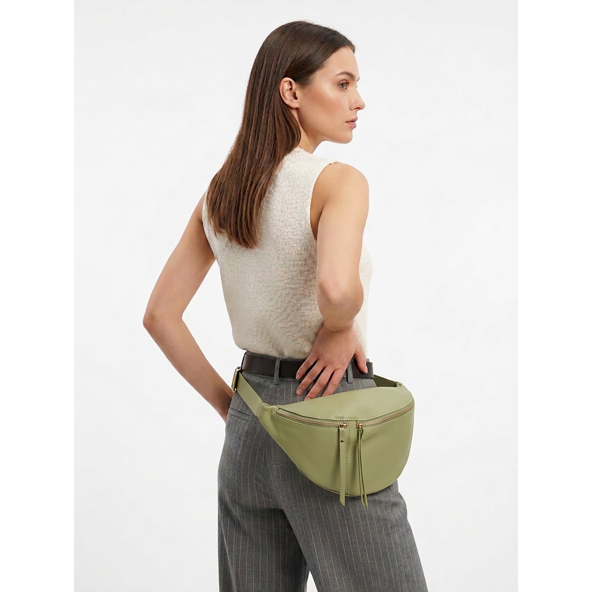 Borsa a tracolla da donna Made in Italy - Modello Caelia Plus - 100% pelle - 47.0 x 28.0 x 2.0 cm
