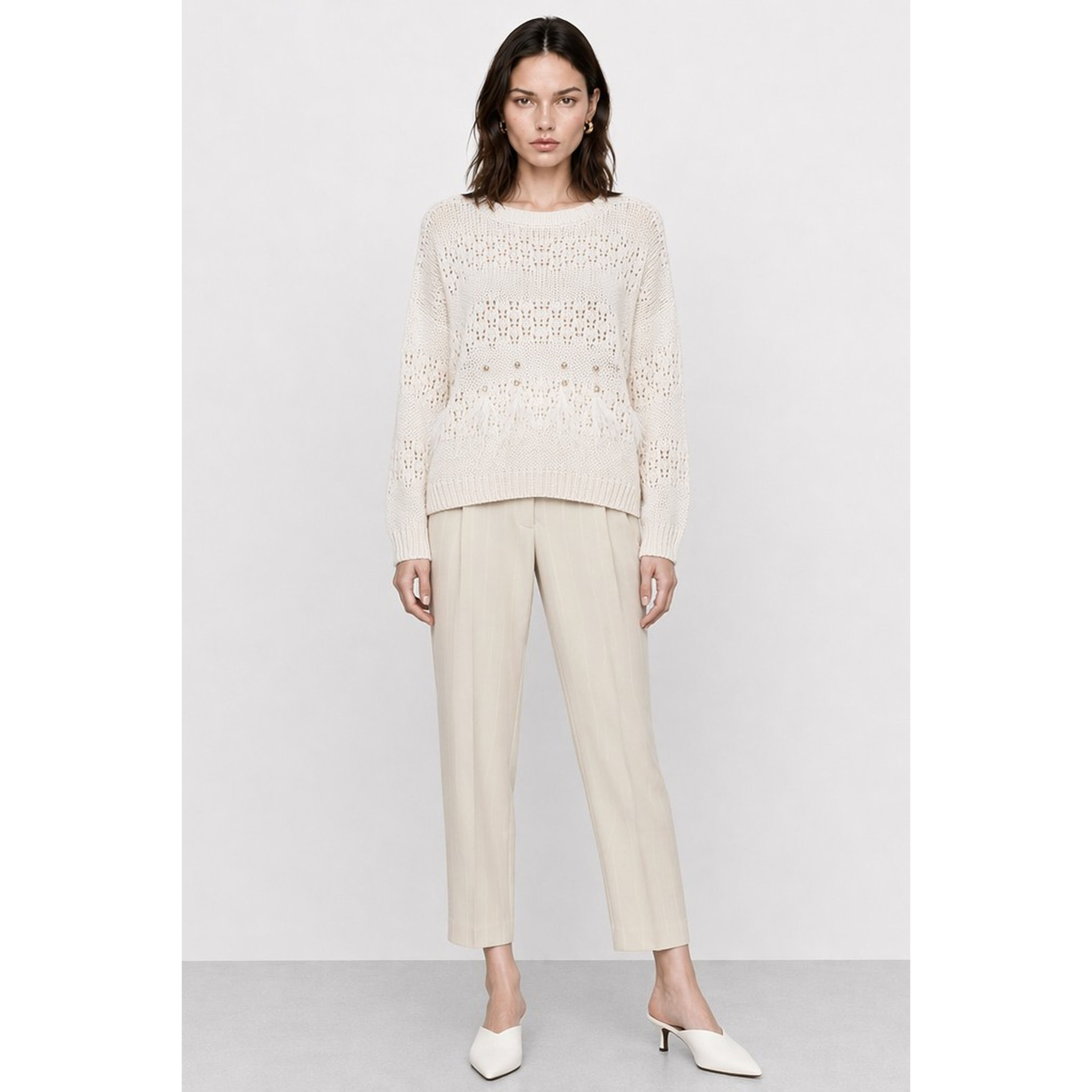 Kocca - Maglia da donna traforata con frange e dettagli in strass Donna