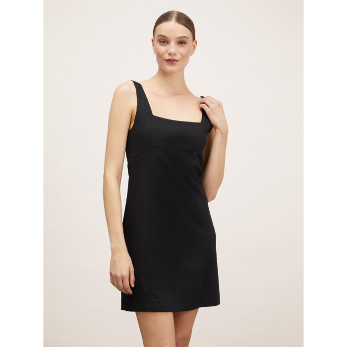 Motivi - Mini dress in lino viscosa - Nero