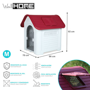WELL HOME - Caseta para mascotas 96x78x92cm Tejado Rojo
