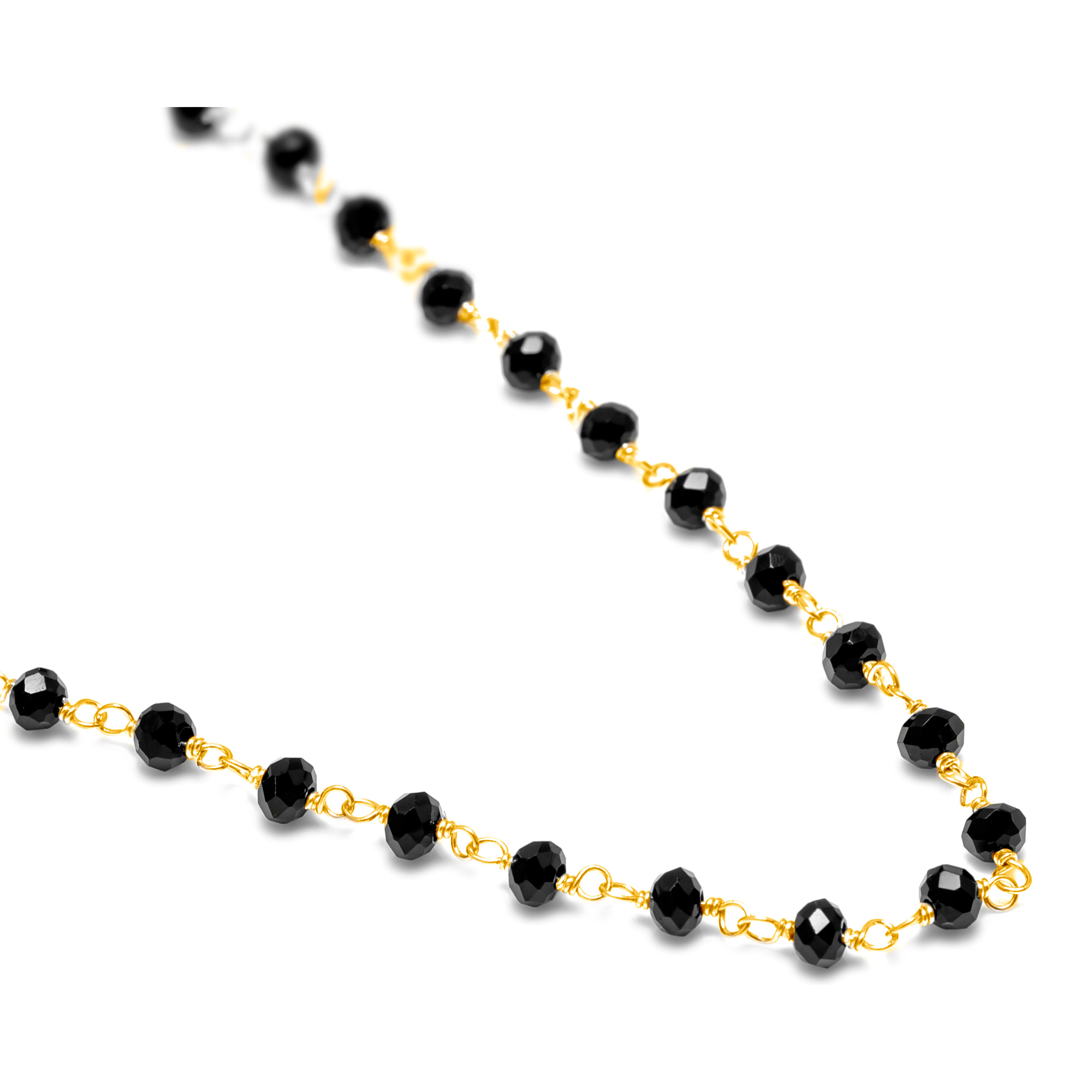 Cadena de Plata de Ley 925 con cuentas en circonita negra natural.